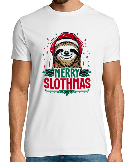 Image of Merry Slothmas, Cute Sloth wearing sant