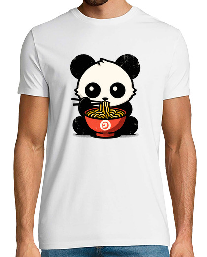Image of Vintage Kawaii panda eat ramen noodles