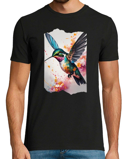 Image of Watercolor Hummingbird Cherry Blossom