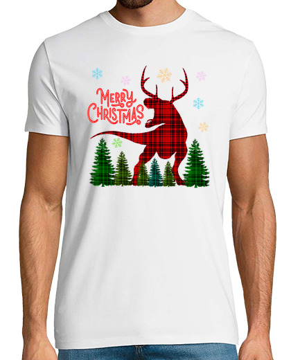 Image of funny christmas dinosaur deer plaid