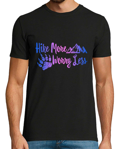 Image of Hike More Worry Less Shirt Hiking Mountains Adventure Travel Tee Camping Wanderlust Adventurer Gift