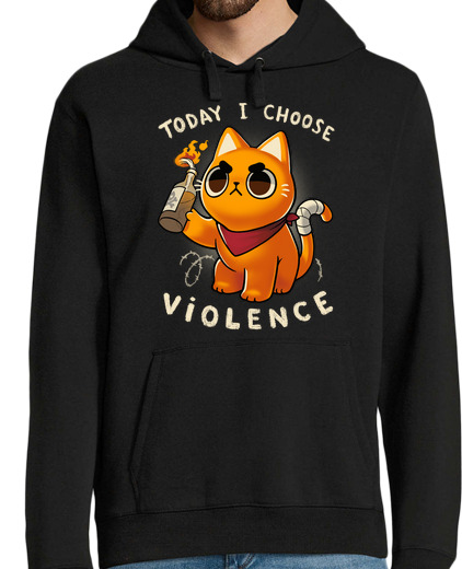 Sweat-shirt À Capuche Pour Homme day je choisis la violence - kitty ang