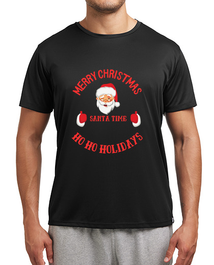 Image of Merry Christmas Ho Ho Holiday Santa Time Sports Heather T-shirt