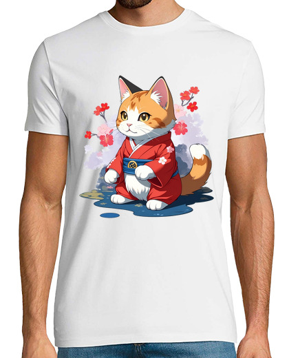 Image of kawaii cat with kimono, cute anime style in a colorful feline perfect for kawaii lovers, anime fans,