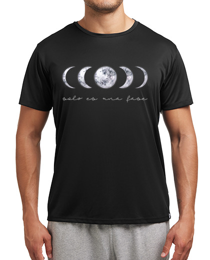 Image of men's sports t shirt lunar phases, it's just a phase