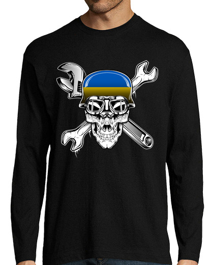 Image of Ukrainian Biker Skull Motorcycle Flag