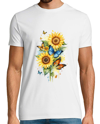 Image of sunflowers summer with butterflies