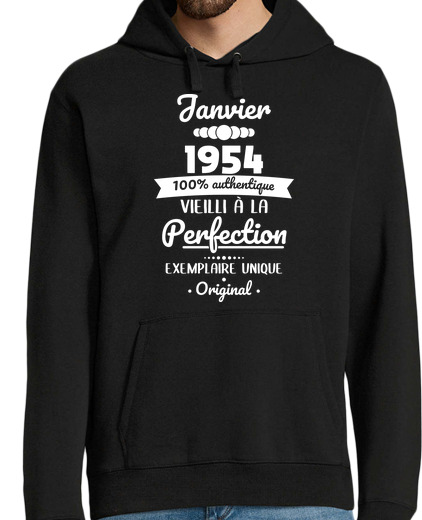 Sweat-shirt À Capuche Pour Homme Anniversaire 70 Ans Janvier 1954