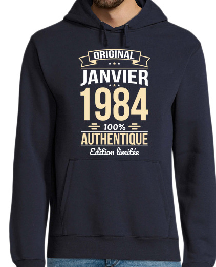 Sweat-shirt À Capuche Pour Homme 40 Ans Original Janvier 1984 Cadeau