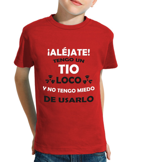 T-shirt bambino manica corta stare lontano, ho un grigio zio pazzo