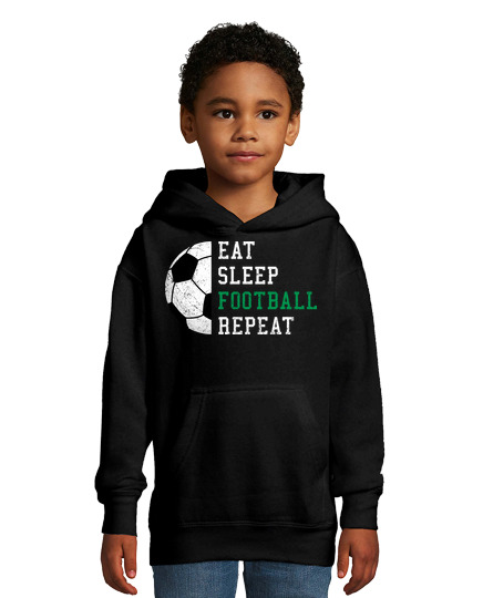 Sweat À Capuche Pour Enfant manger dormir football répéter - idée cadeau drôle