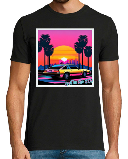 Image of 80s car on the road to los angeles