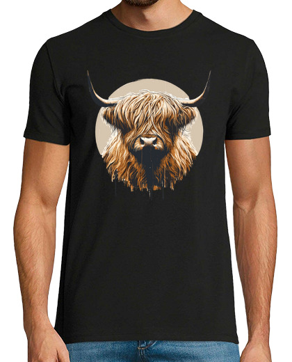 Image of Funny vintage scottish highland cow