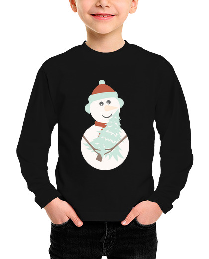 Image of snowman with tree - child's t shirt ml