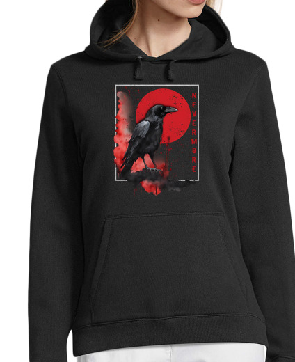 Sweat-shirt À Capuche Pour Femme Edgar all An Poe Nevermore Gothique Cor