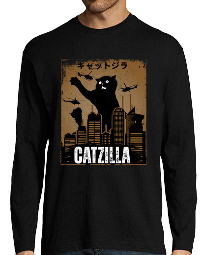 Image of Catzilla Japanese Poster Funny Cute