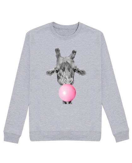 Sweat Unisexe Girafe bulle de chewing gum Homme, sweat, gris vigoré