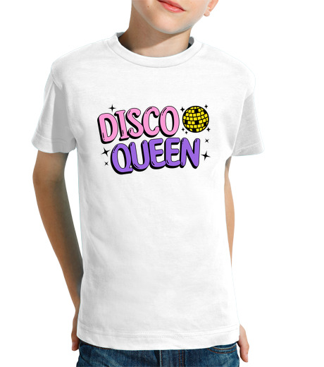 Tee Shirt Pour Enfant Manche Courte conception de texte de la reine du disc