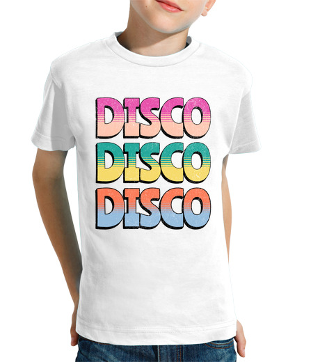 Tee Shirt Pour Enfant Manche Courte conception de texte de musique disco