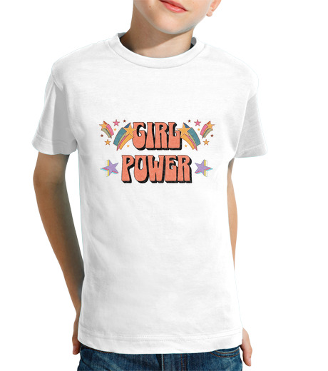 Tee Shirt Pour Enfant Manche Courte conception de texte girl power avec des