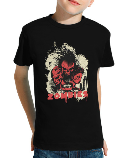 Tee Shirt Pour Enfant Manche Courte conception grunge avec des zombies