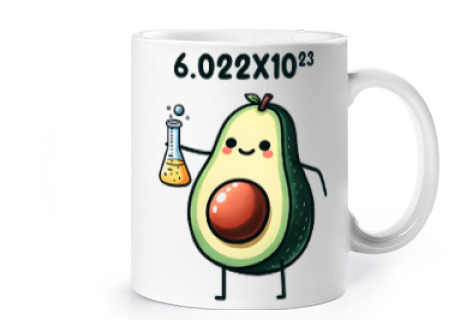 Image of lawyer chemist mole number avogadro cup breakfast coffee tea infusion vegan for constant student stu