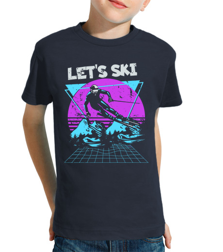 Tee Shirt Pour Enfant Manche Courte lets ski 70s 80s 90s retro vintage styl