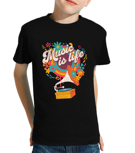 Tee Shirt Pour Enfant Manche Courte la musique c39est la vie design rétro