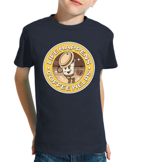 Tee Shirt Pour Enfant Manche Courte la vie arrive le café aide