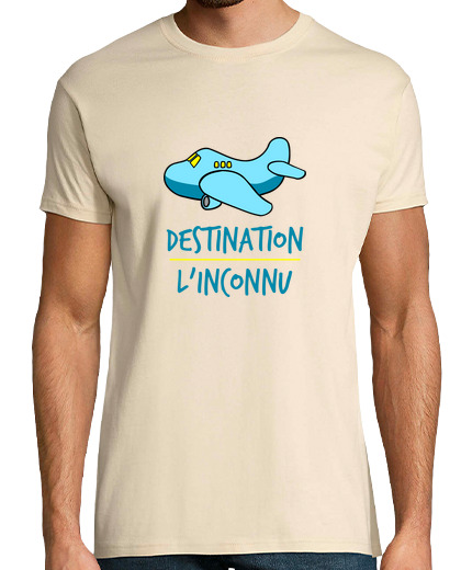 Image of destination the unknown by plane. holiday gift men's t-shirt. birthday