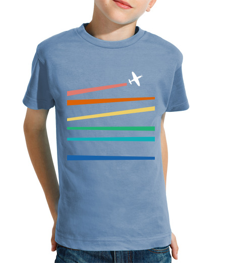 T-shirt bambino manica corta aereo arcobaleno