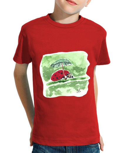 Tee Shirt Pour Enfant Manche Courte coccinelle avec parapluie