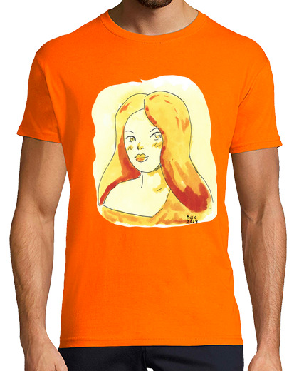 Tee Shirt Homme Manche Courte fille en orange