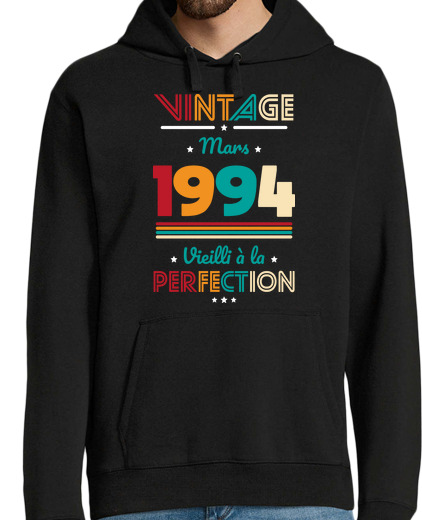 Sweat-shirt À Capuche Pour Homme 30 Ans Vintage Mars 1994 Idee Cadeau