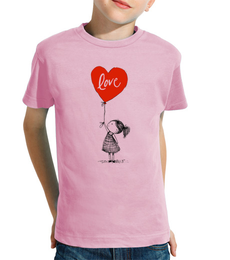 Tee Shirt Pour Enfant Manche Courte fille ballon rouge amour 2