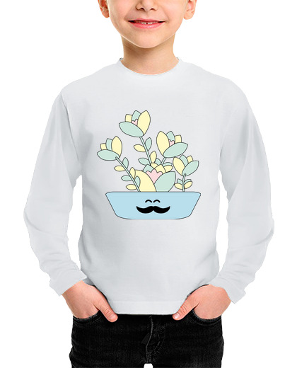 Image of mustachioed succulents - girl's t shirt ml