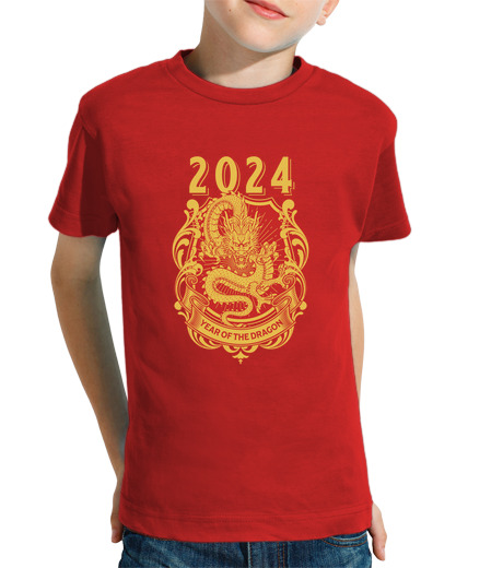 Tee Shirt Pour Enfant Manche Courte année du dragon 2024