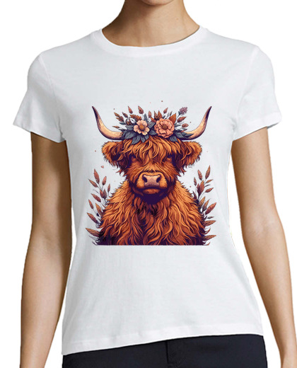 Image of Funny highland cow with flower crown