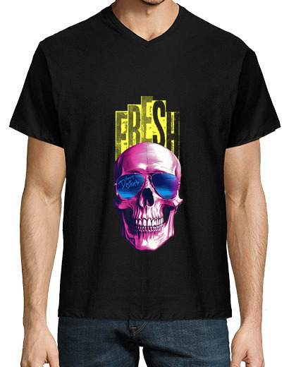 Tee Shirt Homme Col V skull frais