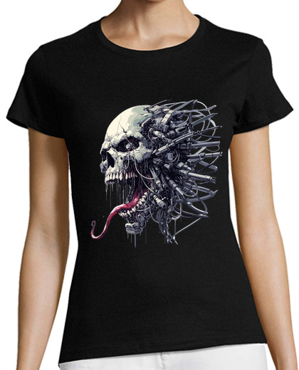 Image of Creepy cyborg skull cyber punk art