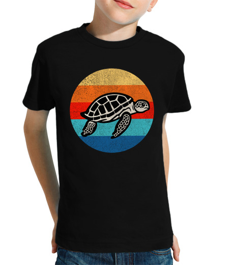 Tee Shirt Pour Enfant Manche Courte tortue de style rétro