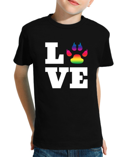 Tee Shirt Pour Enfant Manche Courte love de patte arc-en-ciel