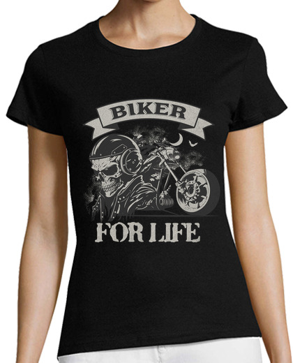 Image of Biker for life, skeleton skull design