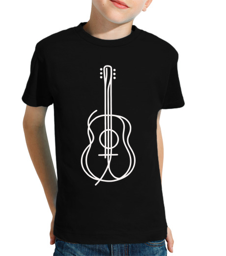 Tee Shirt Pour Enfant Manche Courte dessin au trait de guitare