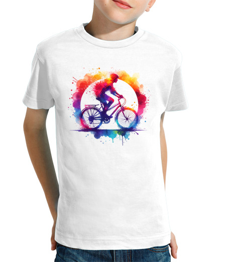 Tee Shirt Pour Enfant Manche Courte cycliste arc-en-ciel