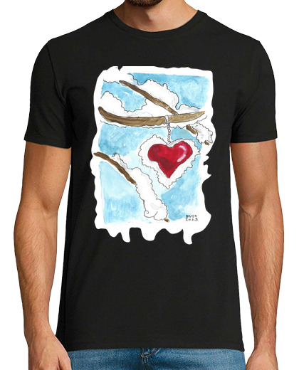 Tee Shirt Homme Manche Courte coeur enneigé