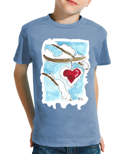 Tee Shirt Pour Enfant Manche Courte coeur enneigé