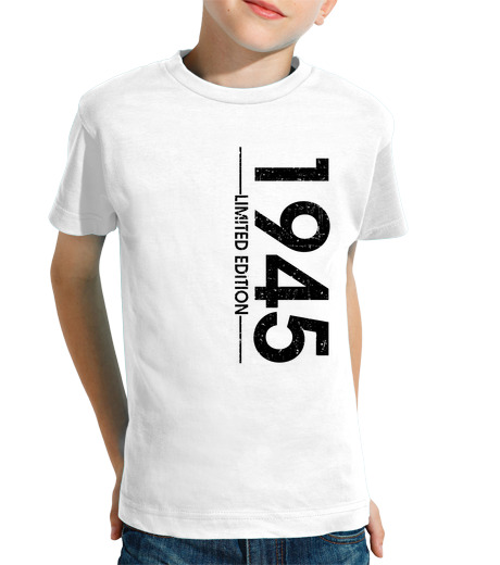 Tee Shirt Pour Enfant Manche Courte 1945 année-vertical-noir 000033