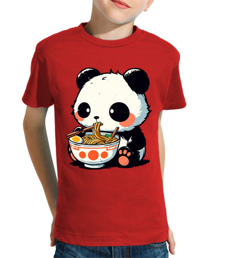 Tee Shirt Pour Enfant Manche Courte panda ramen kawaii