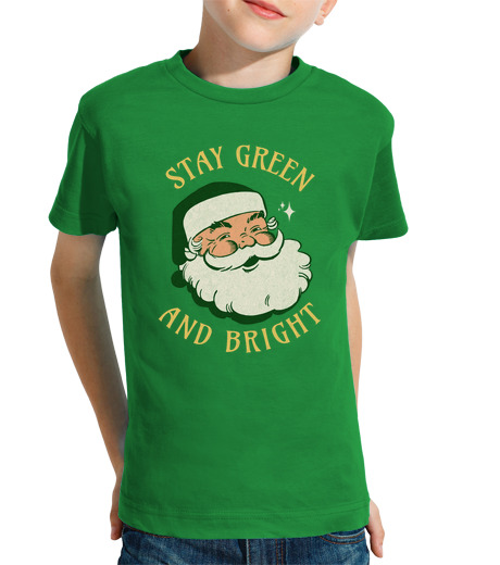 Tee Shirt Pour Enfant Manche Courte Père Noël vert and lumineux de St Paddy